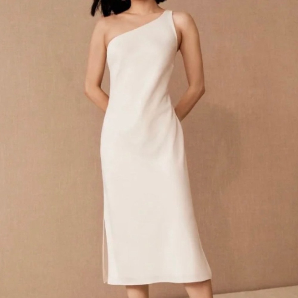Sachin & Babi satin one shoulder midi dress sz 6